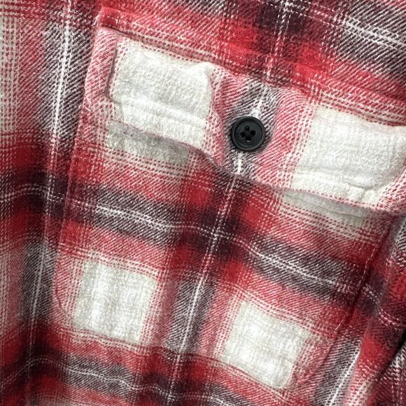 Lucky Brand Shirt Mens XXL Flannel Red White Plaid Classic Fit Button Up Cotton - Picture 5 of 9